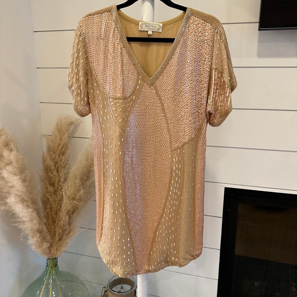 Beyond Vintage Rose Gold/Nude Sequin Dress